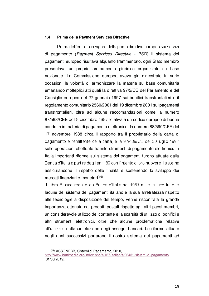 Anteprima della tesi: Payment Services Directive 2: opportunità o minaccia per le banche?, Pagina 6