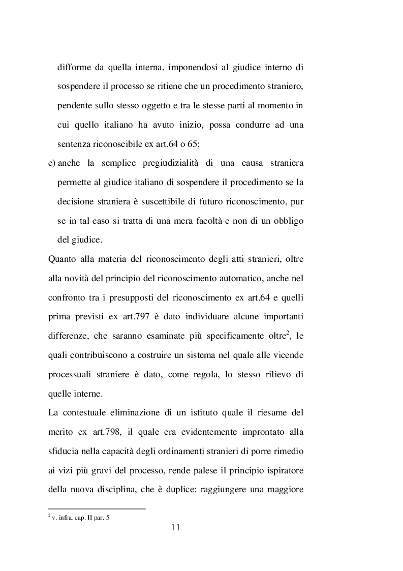 Anteprima della tesi: Sentenze straniere e Diritto internazionale privato: l’art. 65 della legge 30 maggio 1995 n. 218, Pagina 10