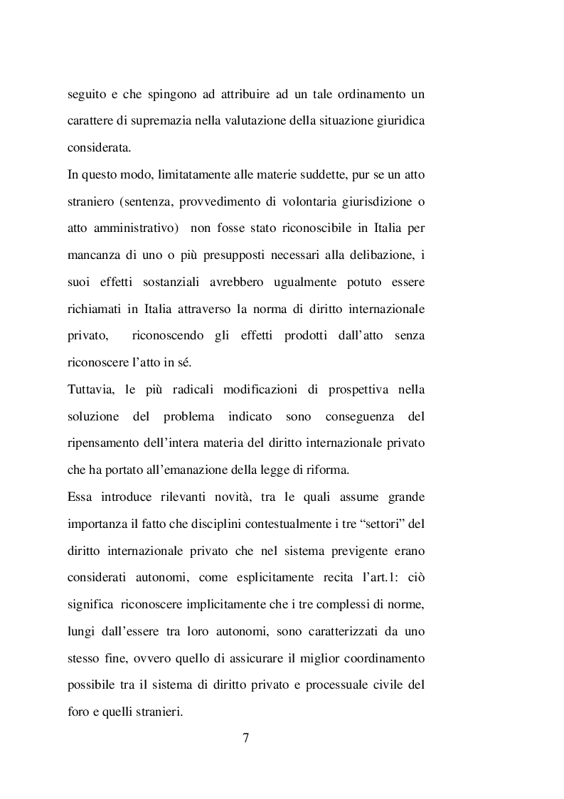 Anteprima della tesi: Sentenze straniere e Diritto internazionale privato: l’art. 65 della legge 30 maggio 1995 n. 218, Pagina 6