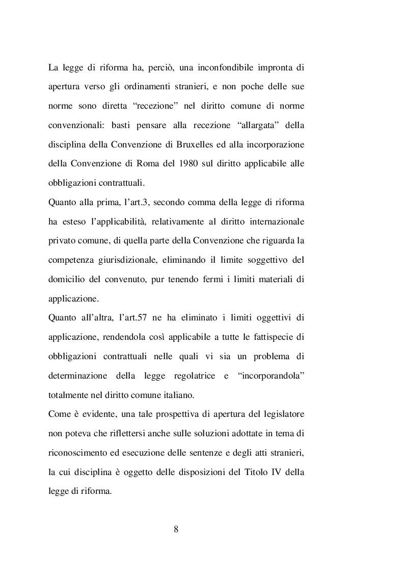 Anteprima della tesi: Sentenze straniere e Diritto internazionale privato: l’art. 65 della legge 30 maggio 1995 n. 218, Pagina 7