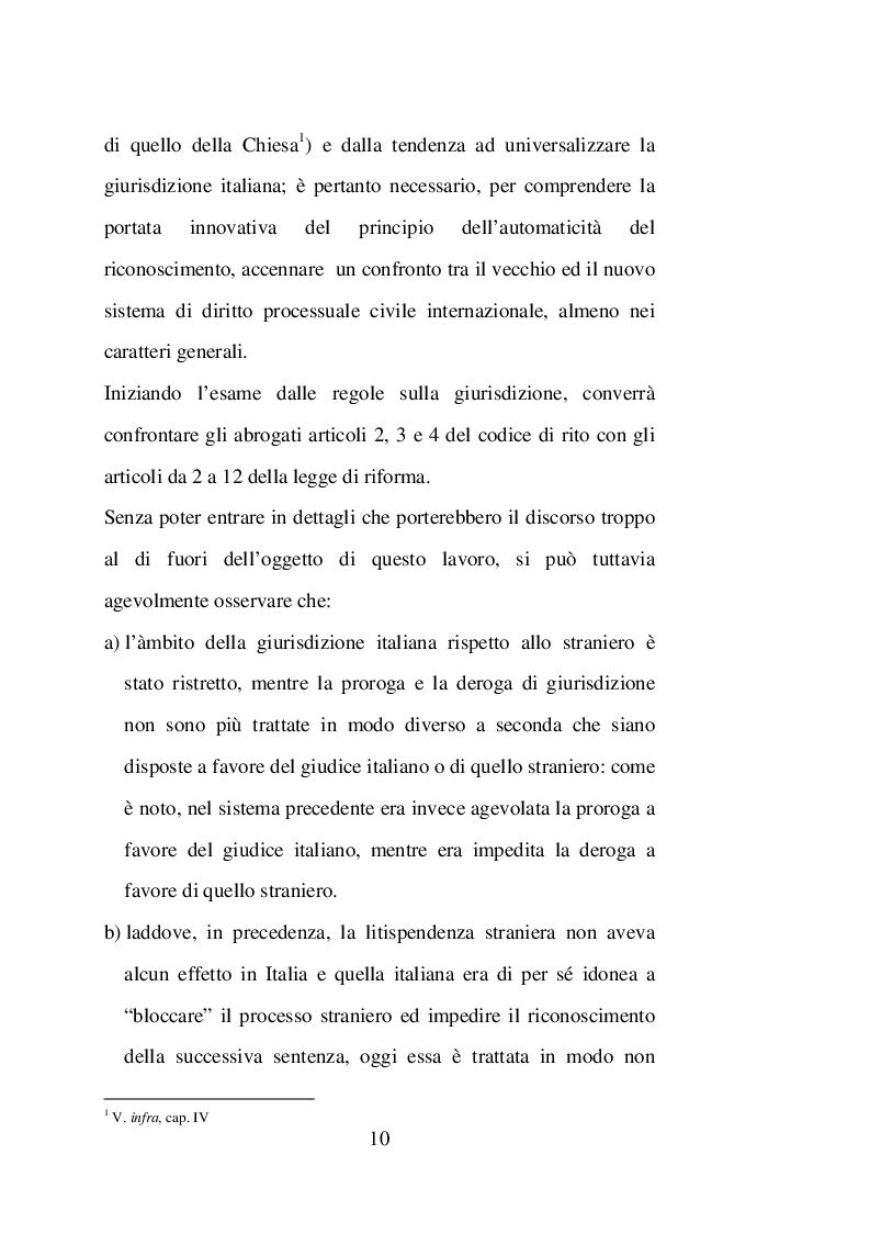 Anteprima della tesi: Sentenze straniere e Diritto internazionale privato: l’art. 65 della legge 30 maggio 1995 n. 218, Pagina 9