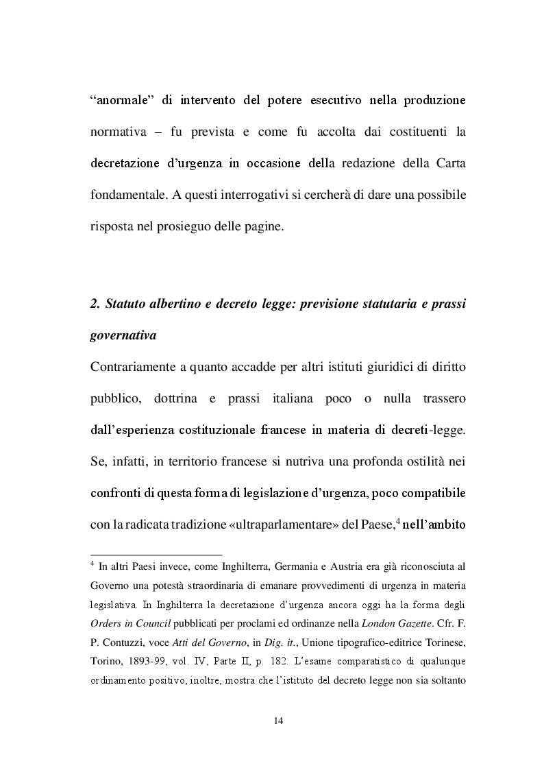 Anteprima della tesi: La decretazione d'urgenza nella riflessione costituzionalistica italiana, Pagina 10