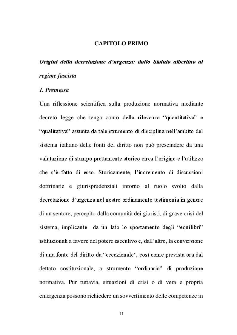 Anteprima della tesi: La decretazione d'urgenza nella riflessione costituzionalistica italiana, Pagina 7