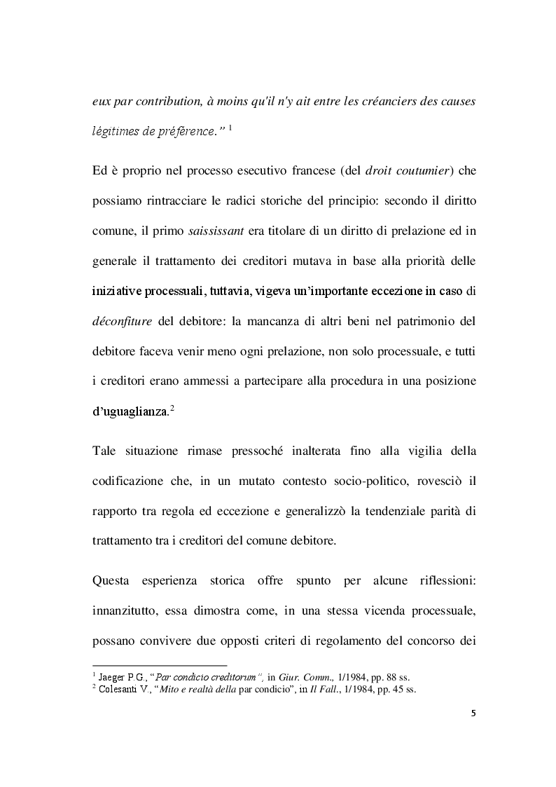 Anteprima della tesi: Par condicio e intervento dei creditori, Pagina 3