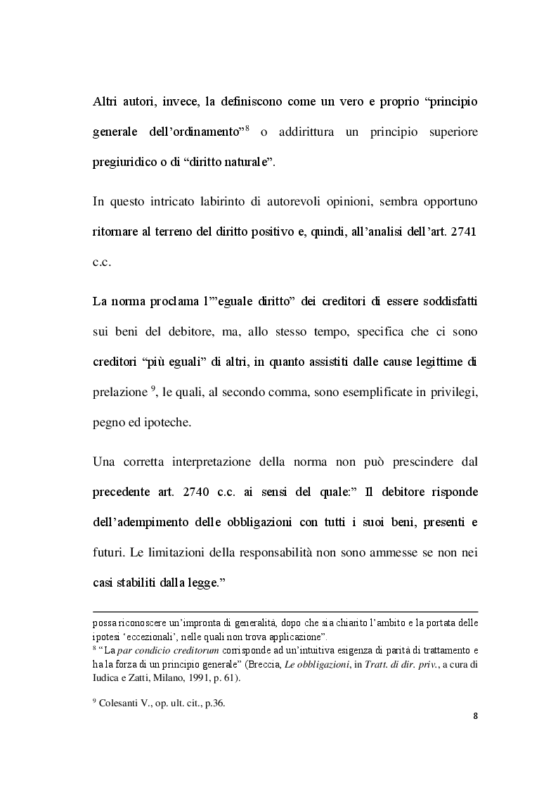 Anteprima della tesi: Par condicio e intervento dei creditori, Pagina 6