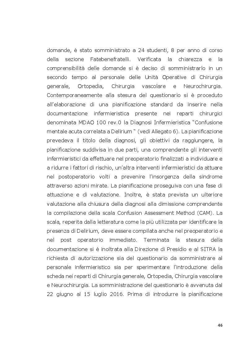 Anteprima della tesi: Delirium Post Operatorio nella Persona Anziana: Indagine conoscitiva presso il presidio ospedaliero Fatebenefratelli. Sperimentazione di una pianificazione assistenziale standard come strategia preventiva, Pagina 7