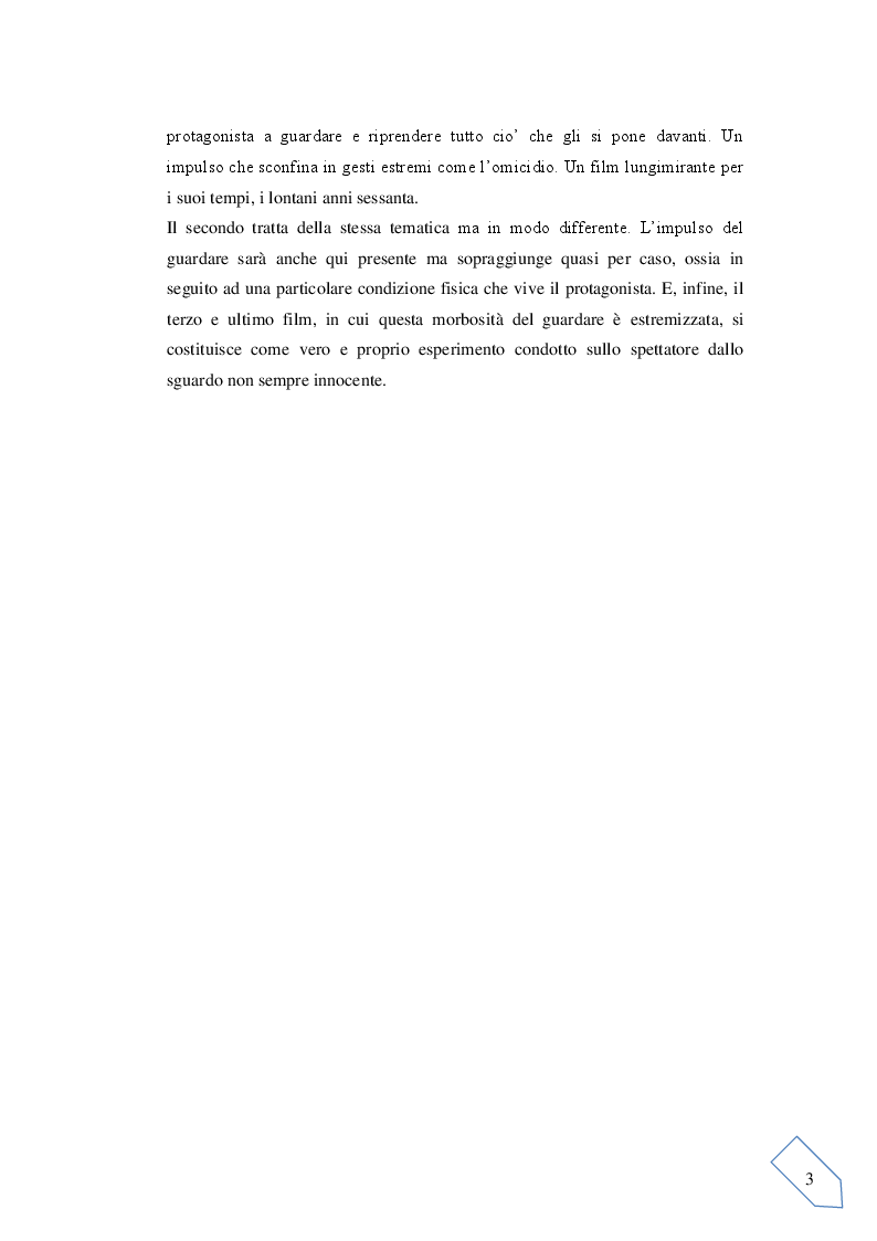 Anteprima della tesi: Il voyeurismo dello spettatore e lo sguardo in macchina: Tre film in analisi, Pagina 3
