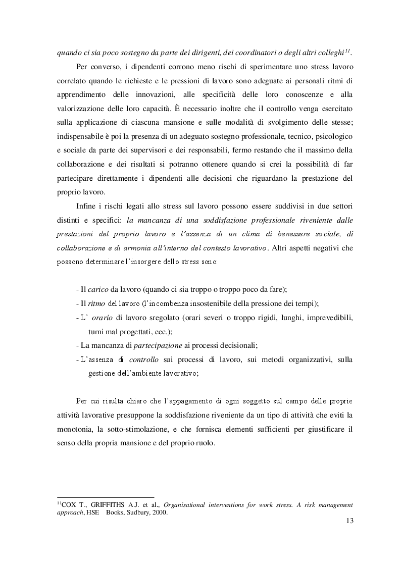 Estratto dalla tesi: Lo stress lavoro correlato nell'ambito delle forze di polizia