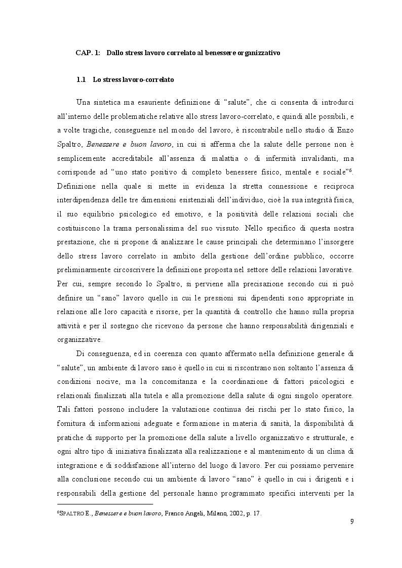 Anteprima della tesi: Lo stress lavoro correlato nell'ambito delle forze di polizia, Pagina 8