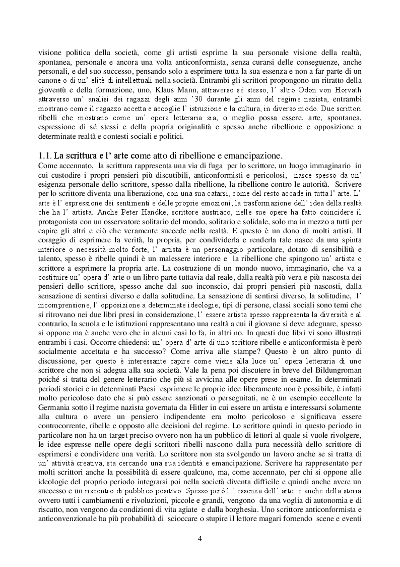 Anteprima della tesi: Due scrittori ribelli negli anni '30. Klaus Mann: ''Kind dieser Zeit'' e Odon von Horvath: ''Jugend ohne Gott'', Pagina 3
