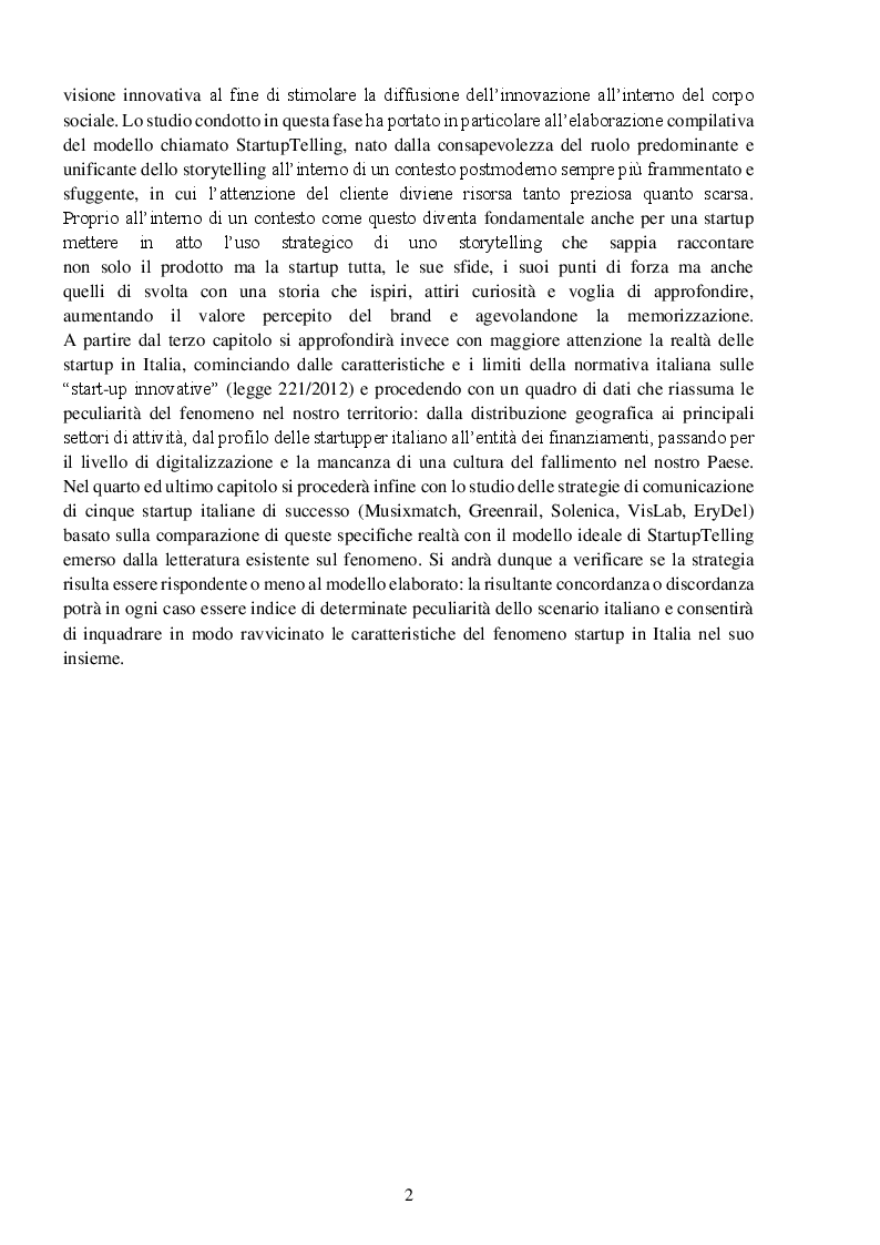 Anteprima della tesi: StartupTelling. La comunicazione digitale delle startup italiane., Pagina 3