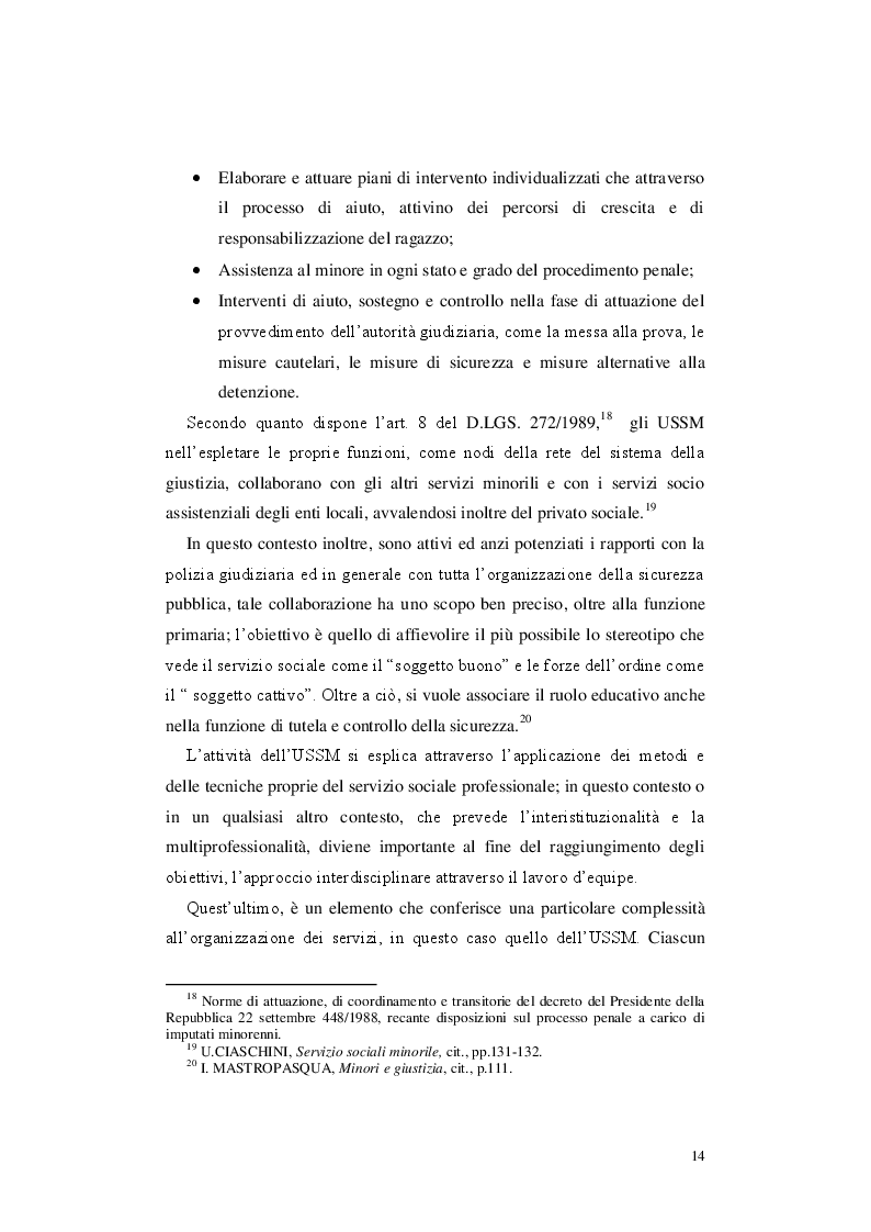 Estratto dalla tesi: Le misure cautelari minorili e il ruolo di Servizio Sociale