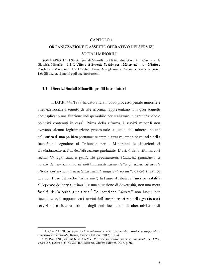 Anteprima della tesi: Le misure cautelari minorili e il ruolo di Servizio Sociale, Pagina 4