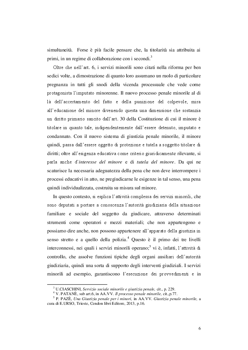 Anteprima della tesi: Le misure cautelari minorili e il ruolo di Servizio Sociale, Pagina 5