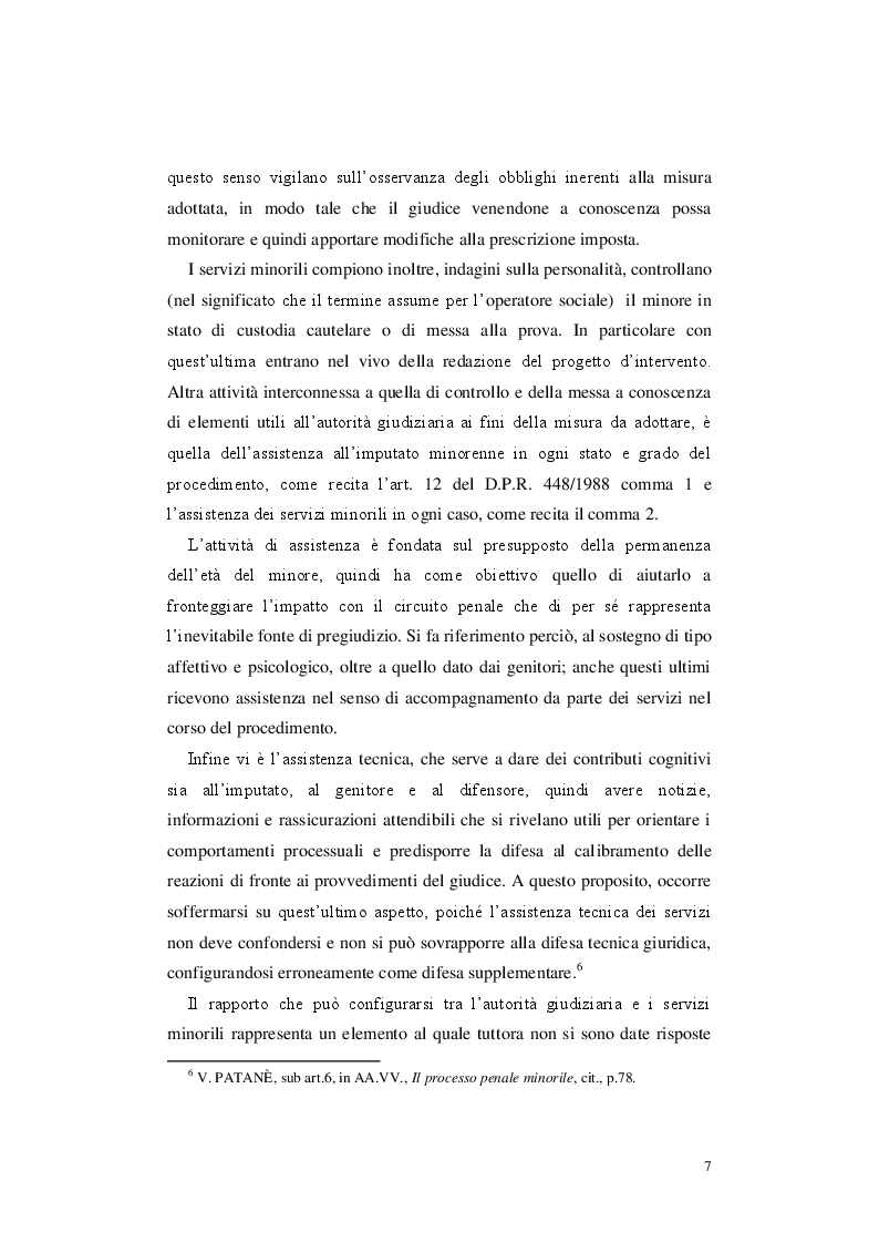 Anteprima della tesi: Le misure cautelari minorili e il ruolo di Servizio Sociale, Pagina 6