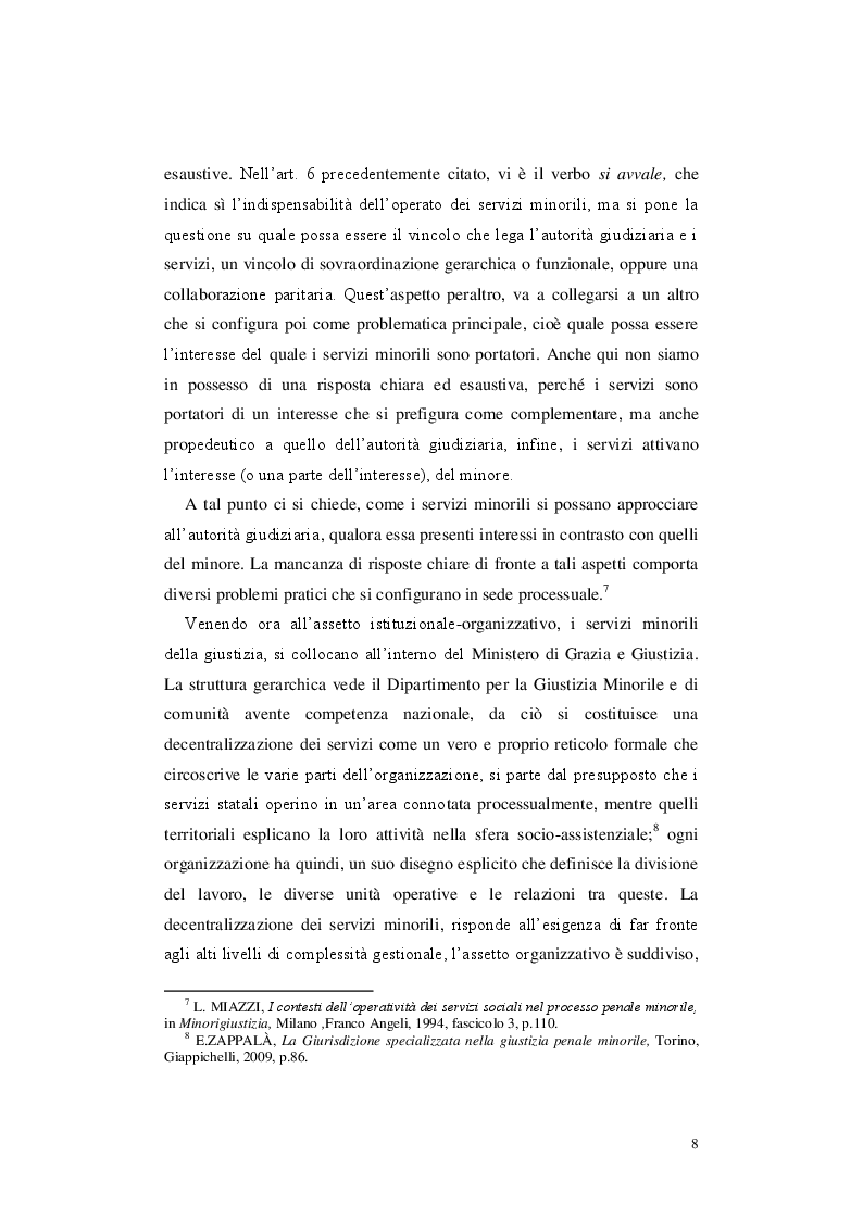 Anteprima della tesi: Le misure cautelari minorili e il ruolo di Servizio Sociale, Pagina 7