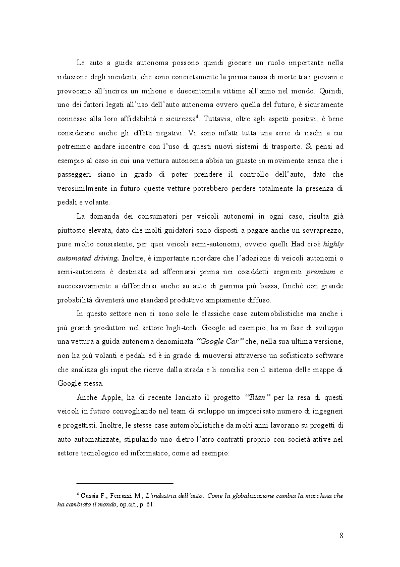 Anteprima della tesi: AUTO A GUIDA AUTONOMA: implicazioni economiche ed effetti sociali, Pagina 4