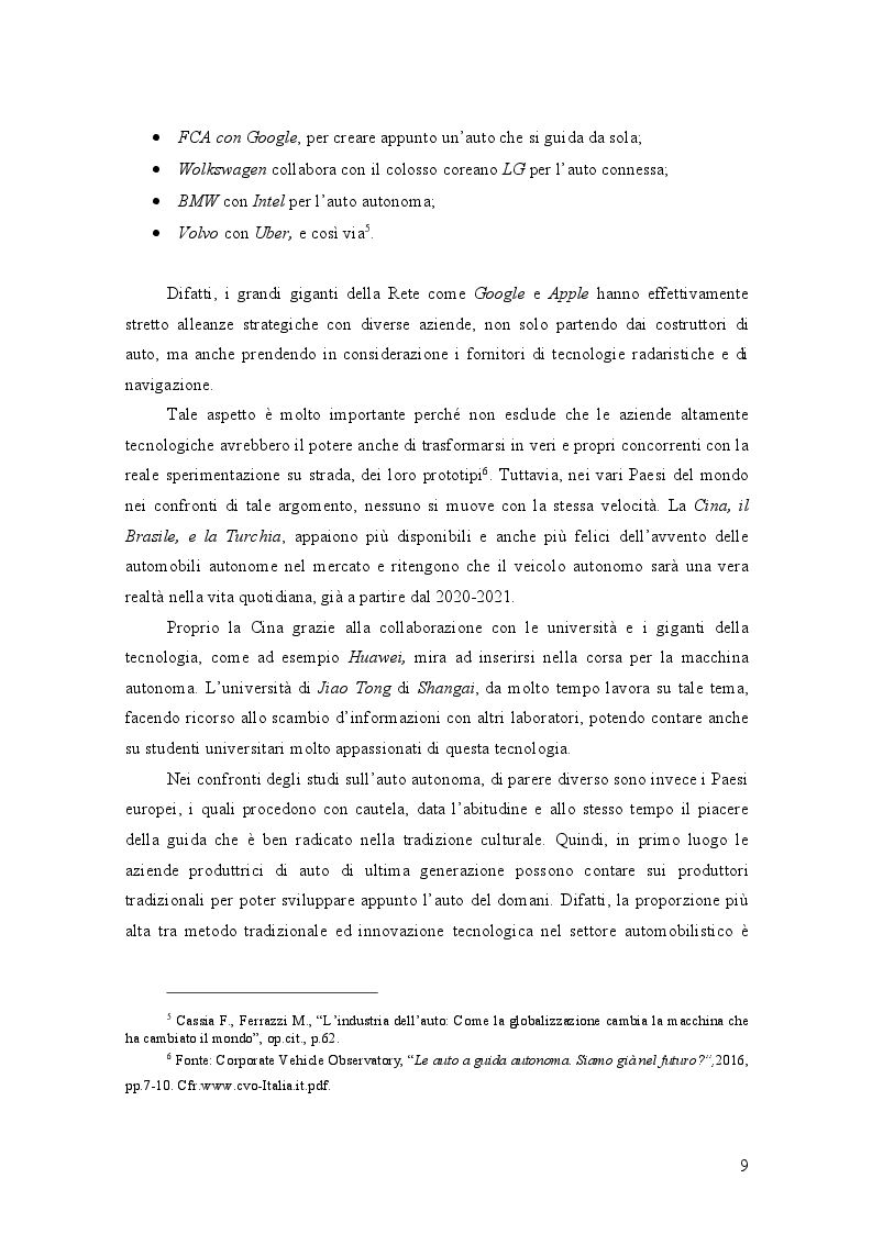 Anteprima della tesi: AUTO A GUIDA AUTONOMA: implicazioni economiche ed effetti sociali, Pagina 5
