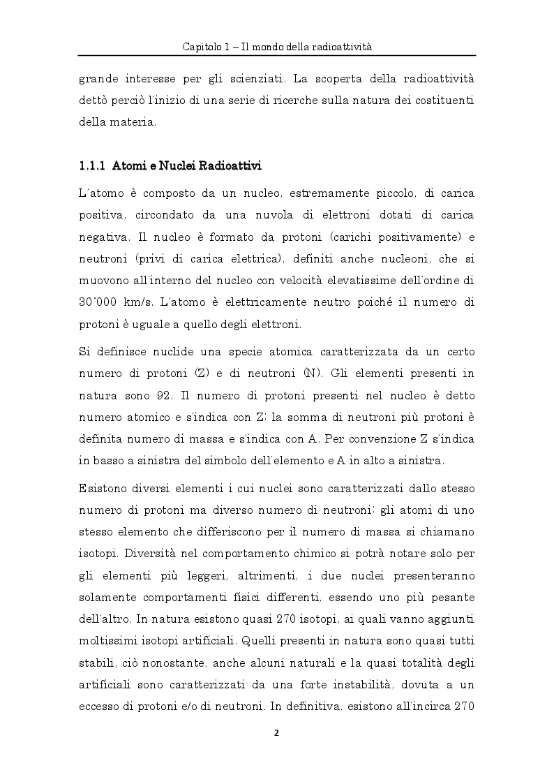 Anteprima della tesi: Misure di radioattività nelle acque di scarico finalizzate alla definizione del bilancio di massa e del comportamento idrodinamico di un impianto di depurazione, Pagina 5