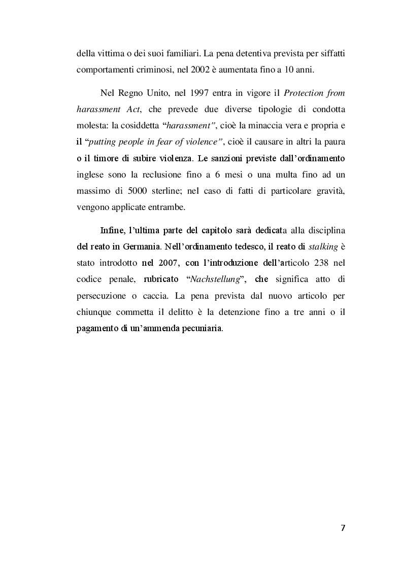 Anteprima della tesi: Il delitto di stalking, Pagina 6