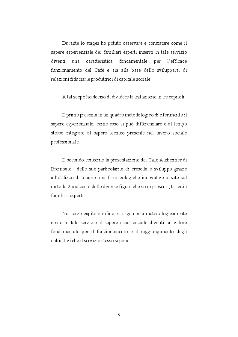 Anteprima della tesi: Il valore del sapere esperienziale dei famigliari esperti nella realtà dei Cafè Alzheimer: il caso di Brembate, Pagina 3