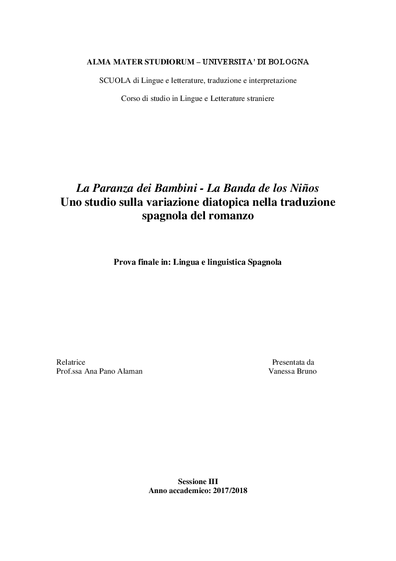 Anteprima della tesi: La Paranza dei Bambini - La Banda de los Niños, Pagina 1