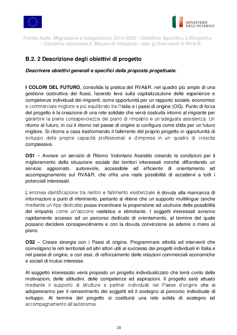 Anteprima della tesi: Presentazione del Progetto di Rimpatrio Volontario Assistito "I Colori del Futuro", Pagina 4
