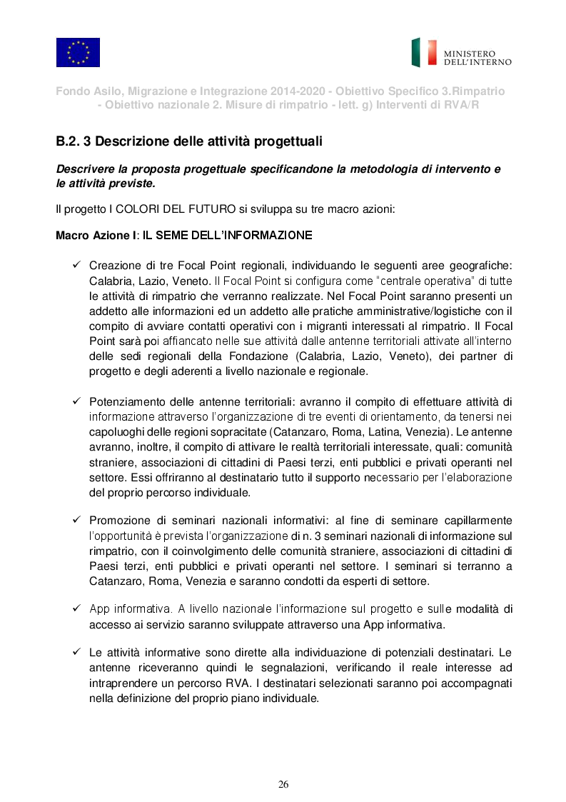 Anteprima della tesi: Presentazione del Progetto di Rimpatrio Volontario Assistito "I Colori del Futuro", Pagina 6