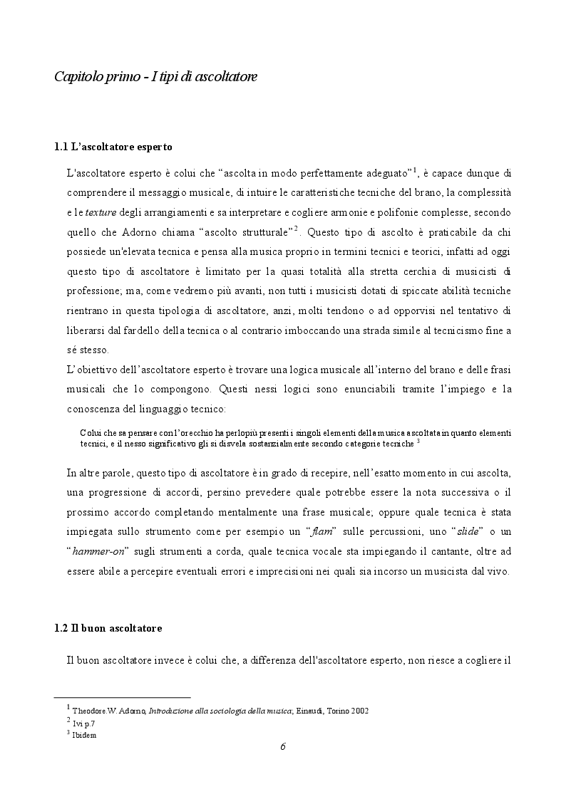 Anteprima della tesi: Musica e società: le tecniche musicali e le pratiche di ascolto nell'era dell'industria culturale, Pagina 4