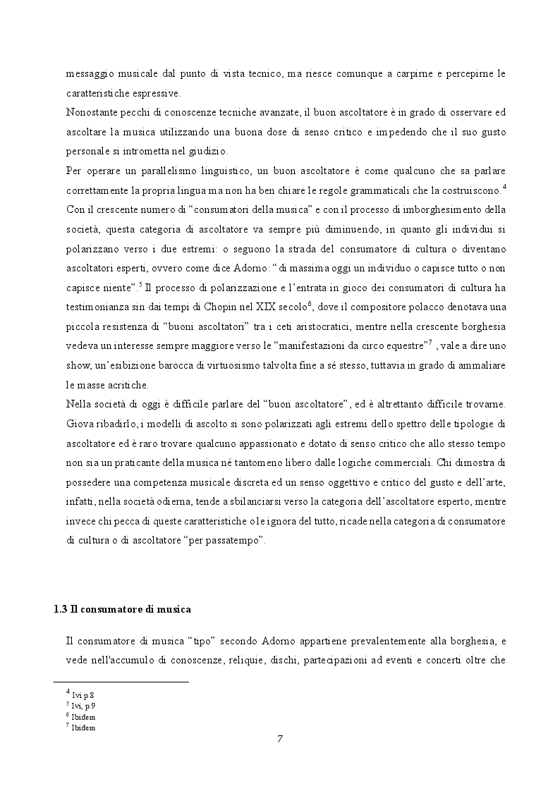 Anteprima della tesi: Musica e società: le tecniche musicali e le pratiche di ascolto nell'era dell'industria culturale, Pagina 5