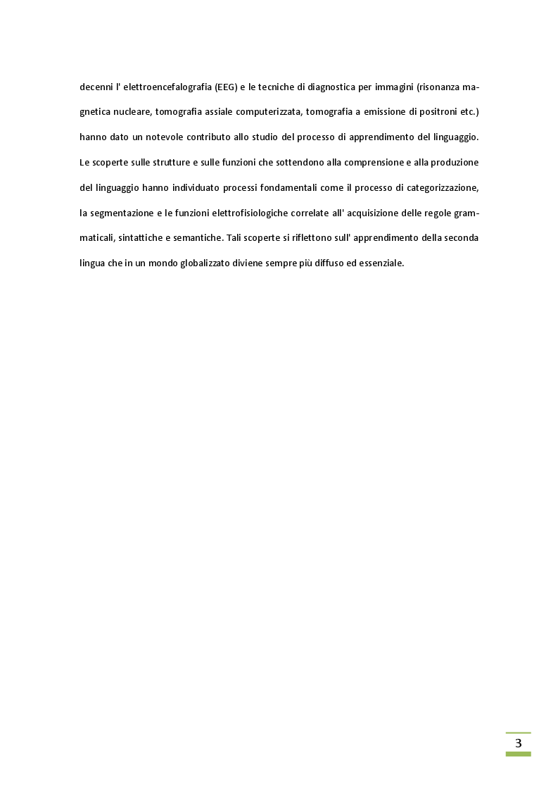 Anteprima della tesi: L'acquisizione della seconda lingua, Pagina 3