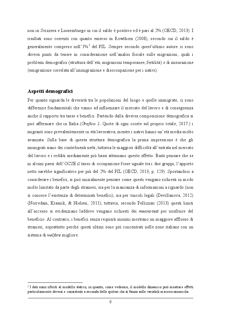 Anteprima della tesi: L'impatto fiscale dell'immigrazione in Italia. Differenza tra le definizioni di immigrato e analisi dell'integrazione su IRPEF versata e redditi, Pagina 5
