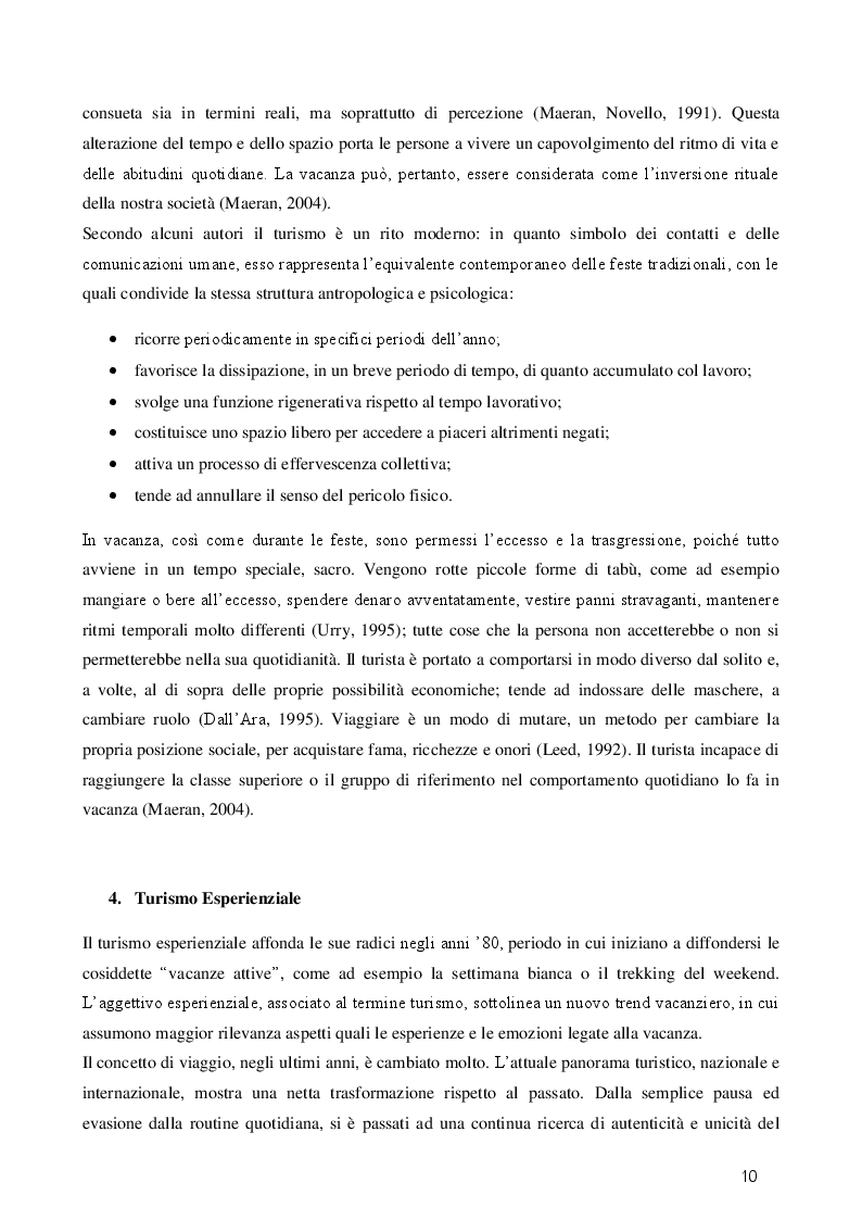 Estratto dalla tesi: Turismo esperienziale e pratica sportiva: una ricerca sul campo
