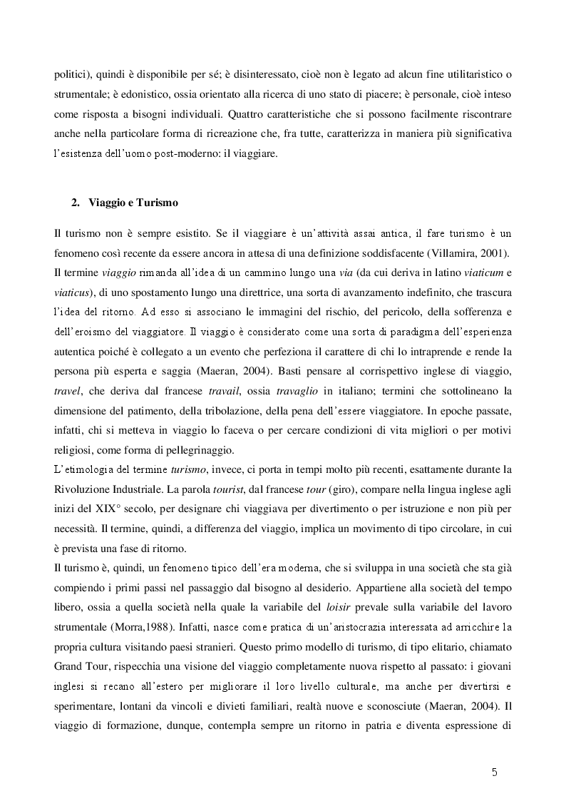 Anteprima della tesi: Turismo esperienziale e pratica sportiva: una ricerca sul campo, Pagina 5