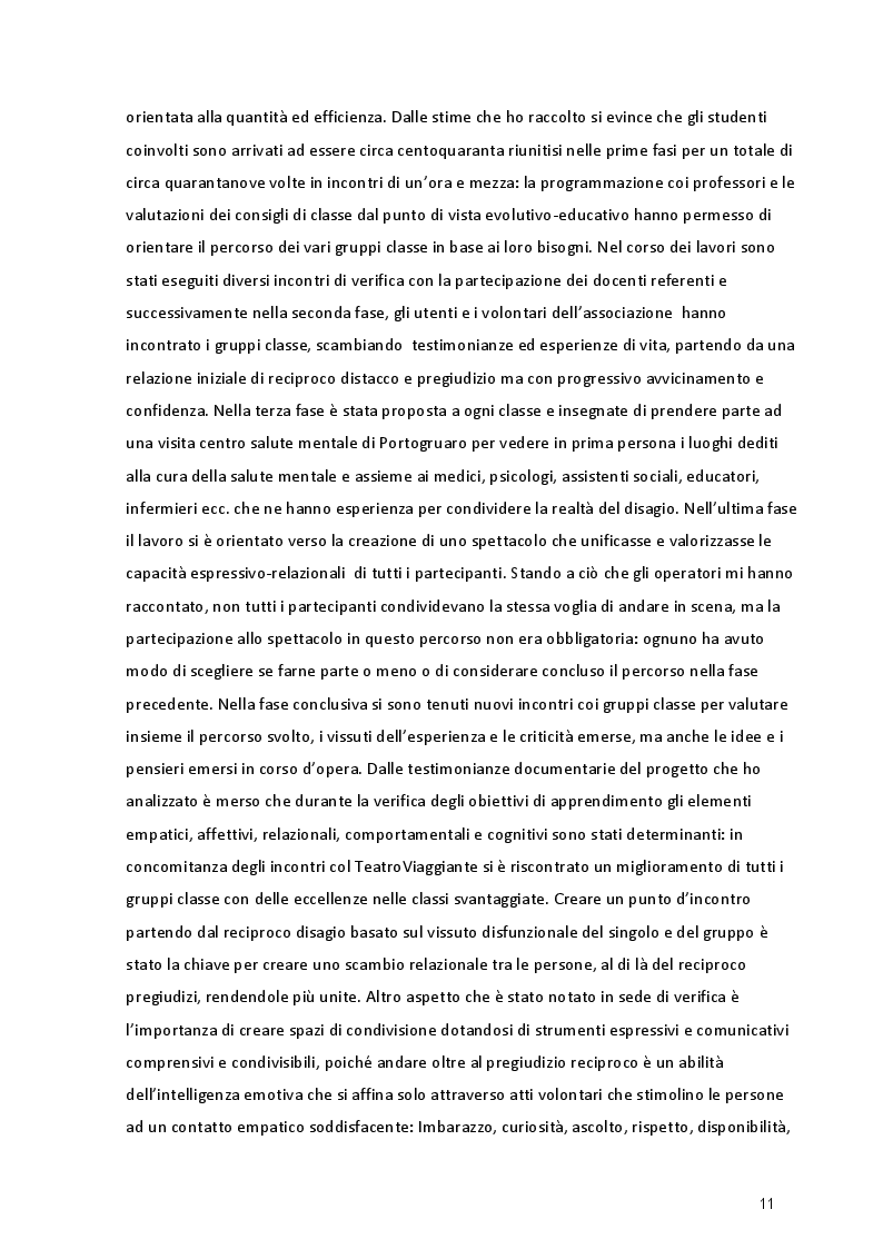 Estratto dalla tesi: L'Esperienza Riabilitativa del Teatro