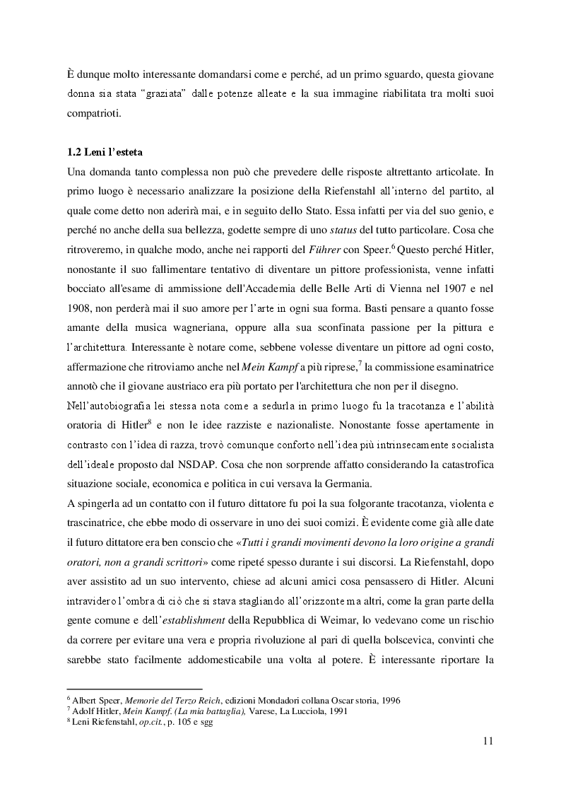 Estratto dalla tesi: Leni Riefenstahl e l’estetica nazionalsocialista