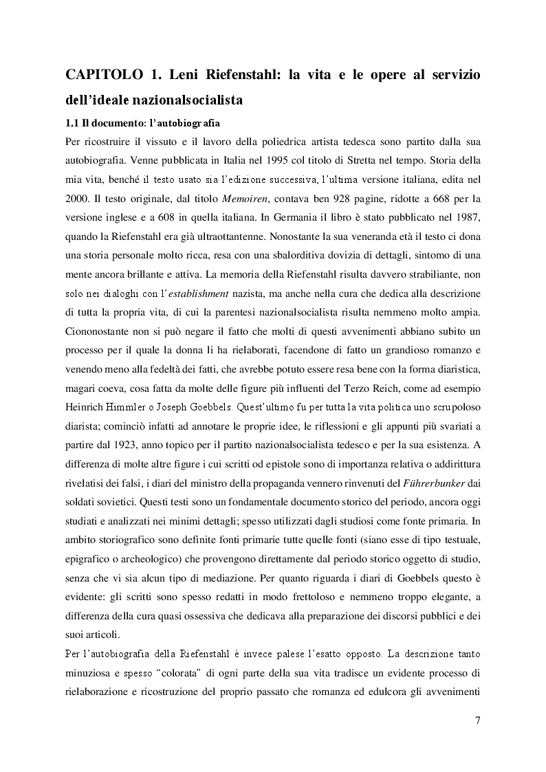 Anteprima della tesi: Leni Riefenstahl e l’estetica nazionalsocialista, Pagina 6