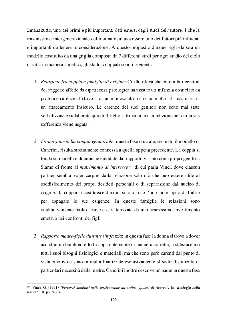Anteprima della tesi: Genitorialità in situazioni di rischio: genesi, caratteristiche delle dipendenze patologiche e il ruolo nella compromissione delle funzioni genitoriali, Pagina 11
