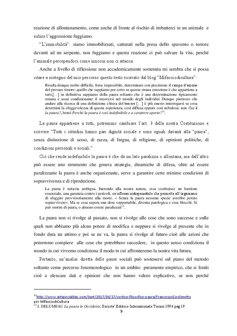 Estratto dalla tesi: Origini e Contesti delle Paure Sociali