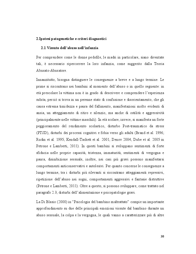 Anteprima della tesi: Pedofilia femminile: la trasmissione intergenerazionale tra madre e figlia, Pagina 5