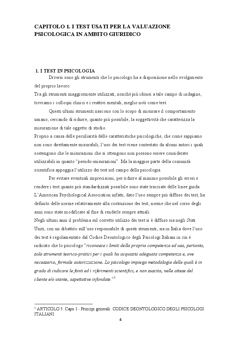 Anteprima della tesi: L'uso dei test in psicologia giuridica. Il test di Rorschach, Pagina 3