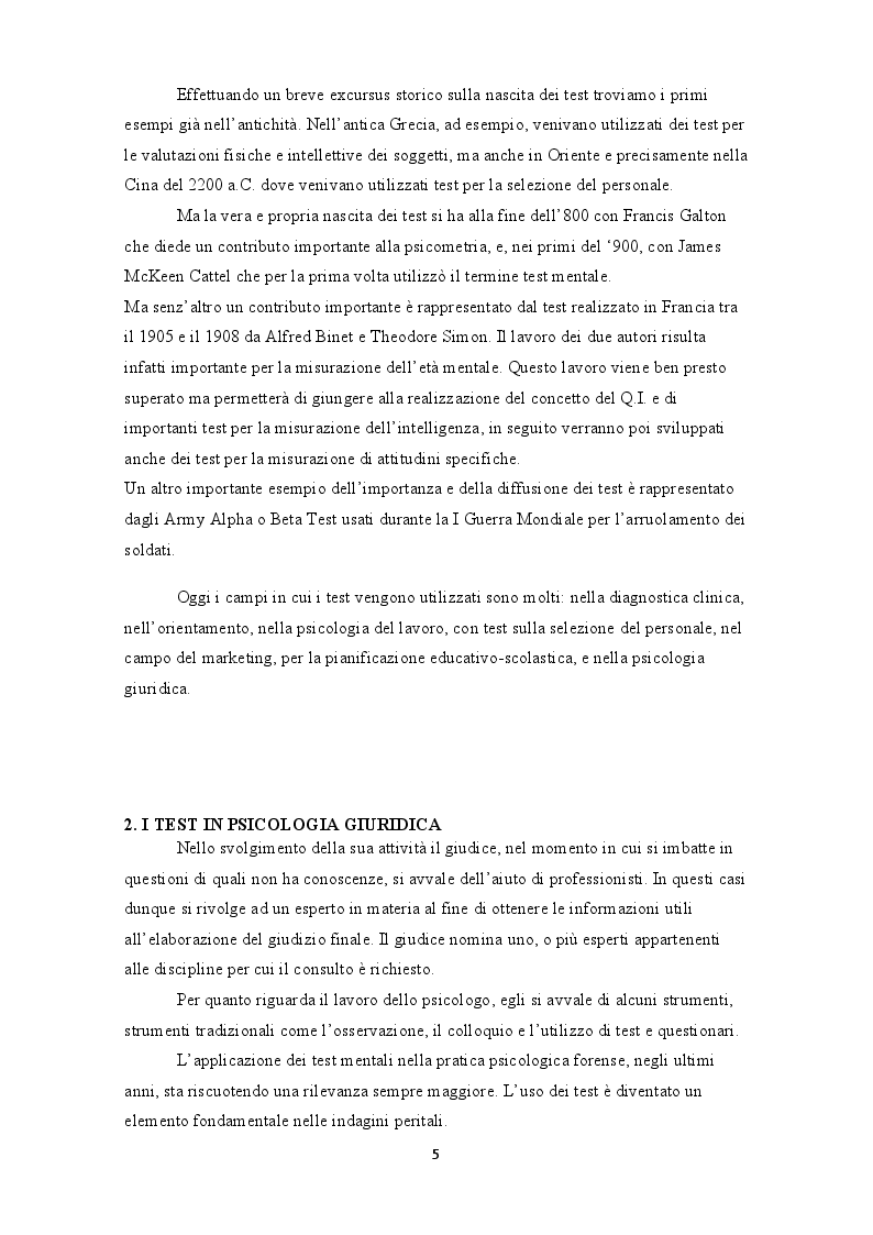 Anteprima della tesi: L'uso dei test in psicologia giuridica. Il test di Rorschach, Pagina 4