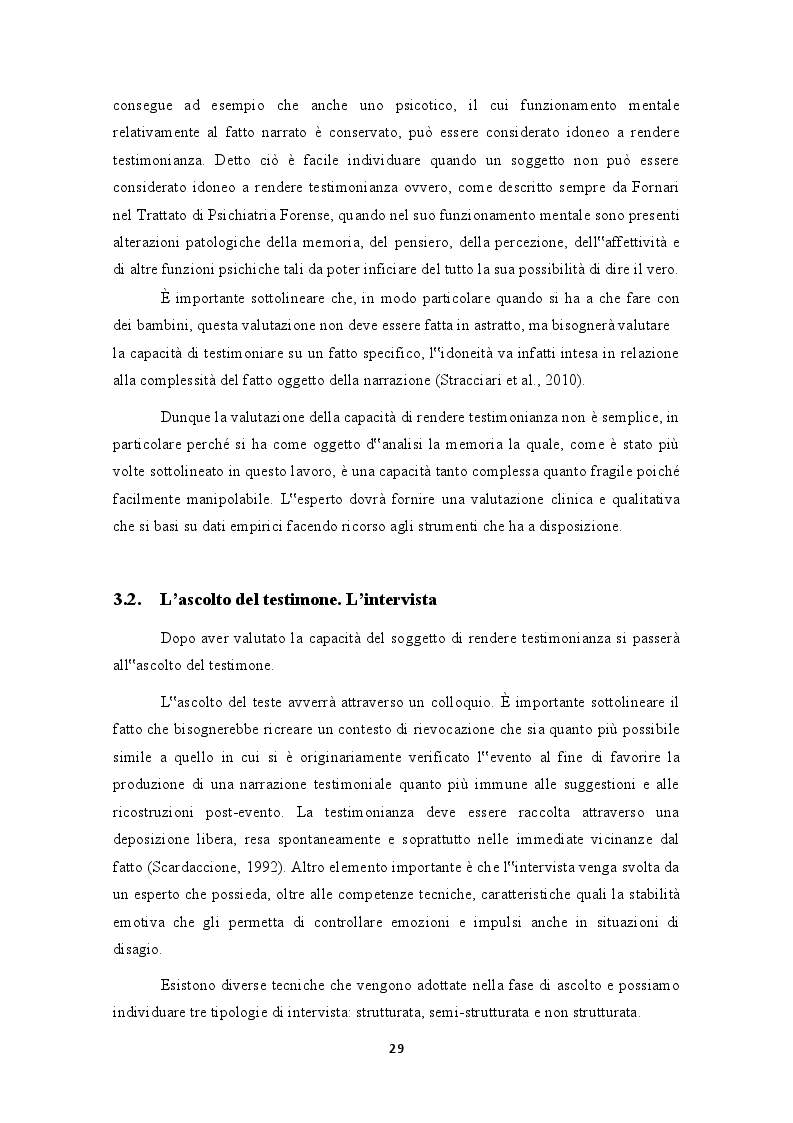 Anteprima della tesi: Testimonianza e valutazione dei falsi ricordi. La "macchina della memoria" nel contesto giuridico italiano, Pagina 3