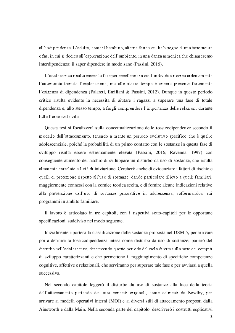 Anteprima della tesi: Il disturbo da uso di sostanze in adolescenza: lettura e prevenzione alla luce della teoria dell'attaccamento, Pagina 3