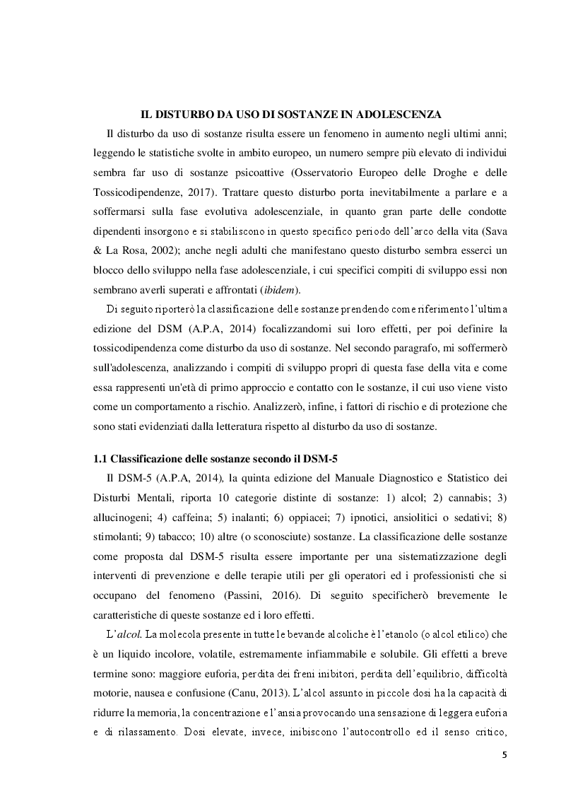 Anteprima della tesi: Il disturbo da uso di sostanze in adolescenza: lettura e prevenzione alla luce della teoria dell'attaccamento, Pagina 5