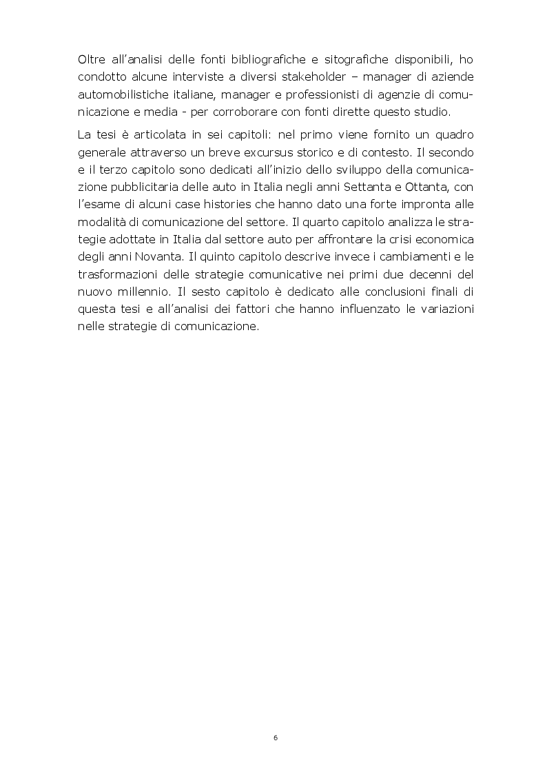 Anteprima della tesi: Evoluzione della comunicazione pubblicitaria del settore automobilistico in Italia dagli anni Settanta ad oggi, Pagina 3