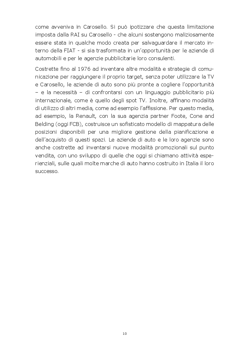Anteprima della tesi: Evoluzione della comunicazione pubblicitaria del settore automobilistico in Italia dagli anni Settanta ad oggi, Pagina 7