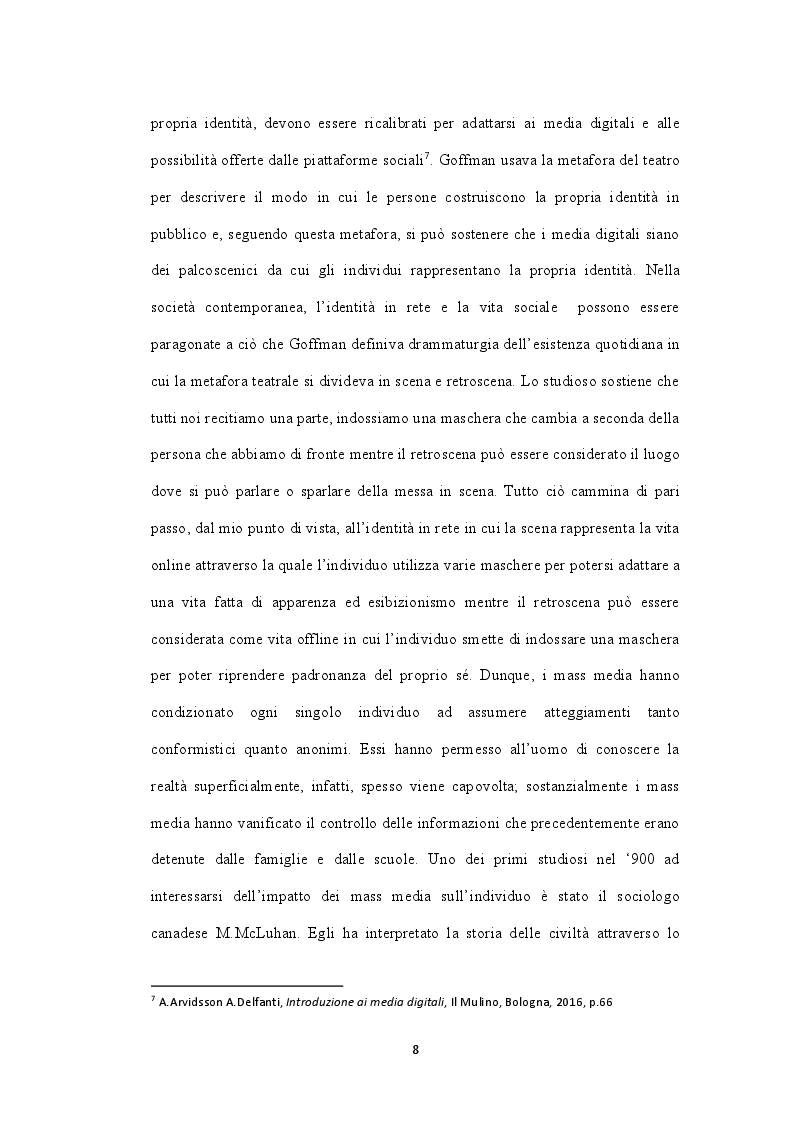 Estratto dalla tesi: Identità online: un nuovo modo per reinventare sé stessi. Il caso Catfish.