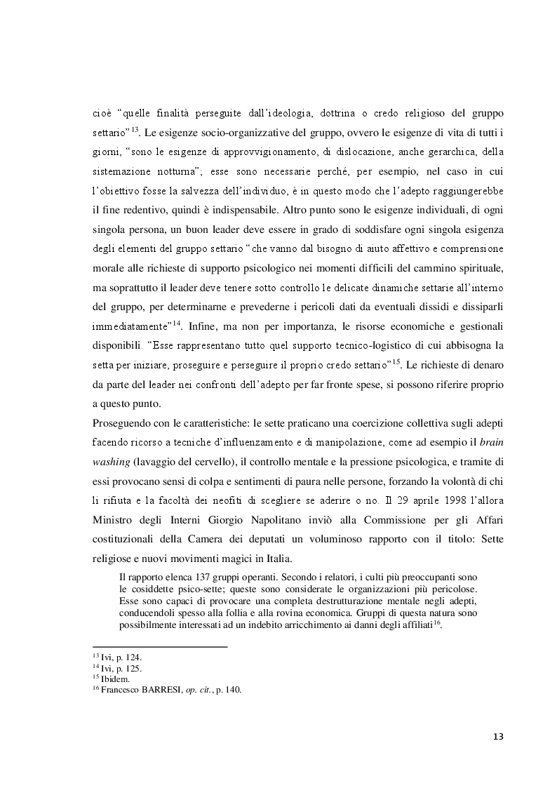 Estratto dalla tesi: Uscire da una setta: difficoltà e cambiamenti nella persona