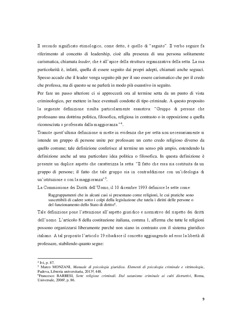Anteprima della tesi: Uscire da una setta: difficoltà e cambiamenti nella persona, Pagina 4